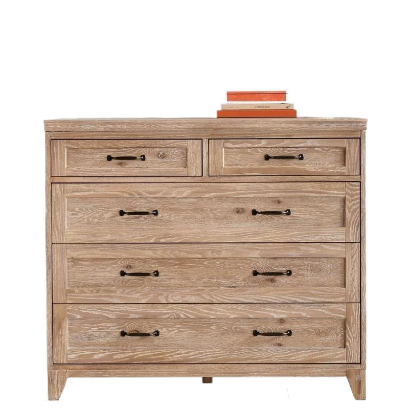 

Retro solid wood chest, bedroom wall side cabinet furniture, light luxury nine-bucket locker