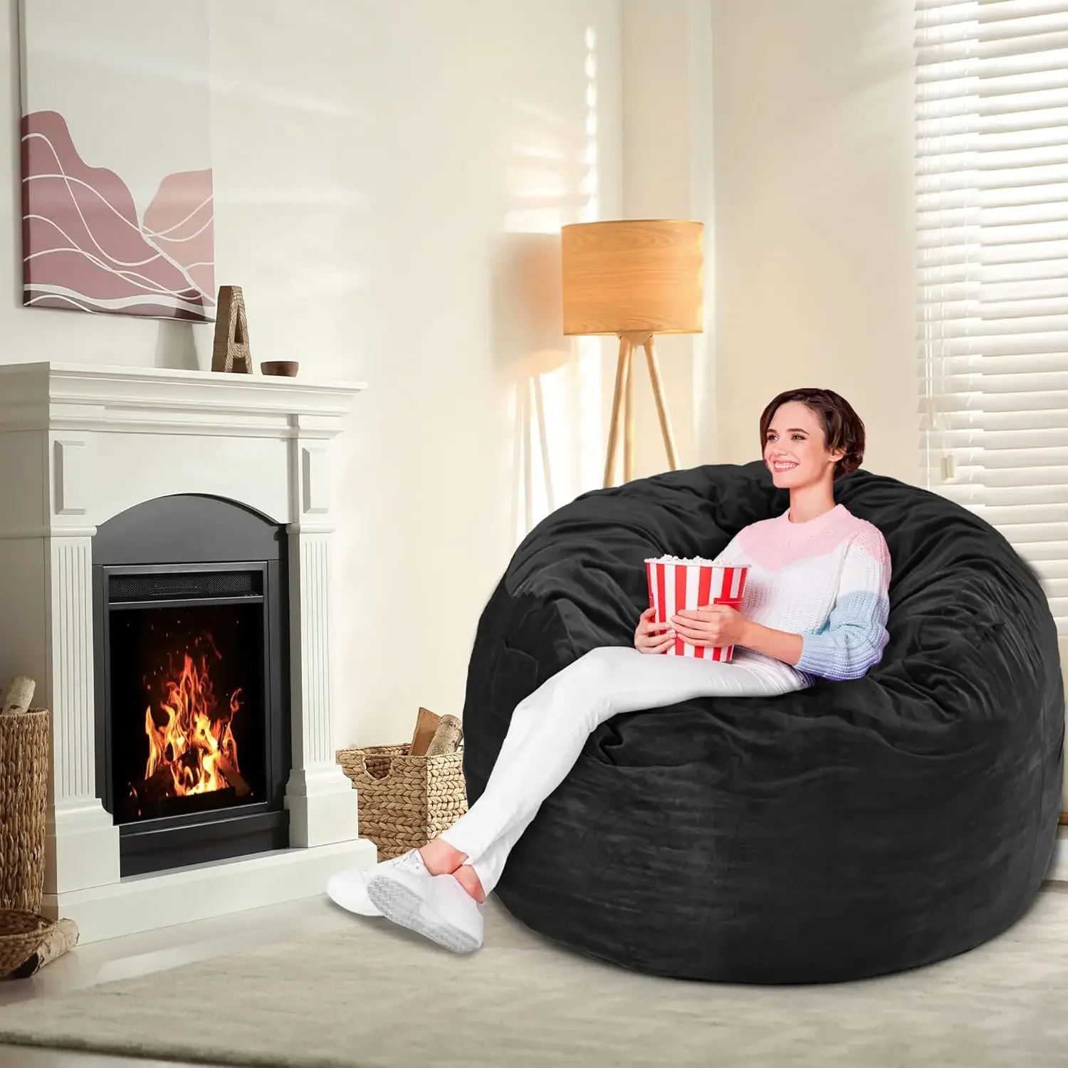 Giant Bean Bag Chair, Memory Foam Filling Bean Bag Chairs with Velvet Cover, Removable and Machine Washable Cover, Bean Bag