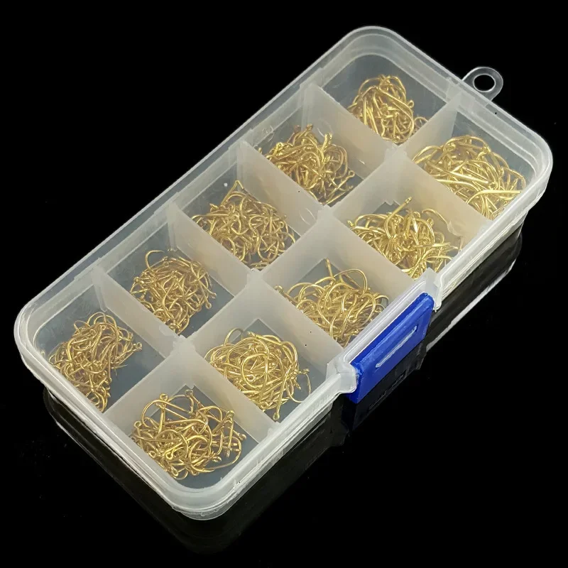 500Pcs Fishing Hooks Set High Carbon Steel Barbed FishHooks for Saltwater Freshwater Fishing Gear fishing accessories