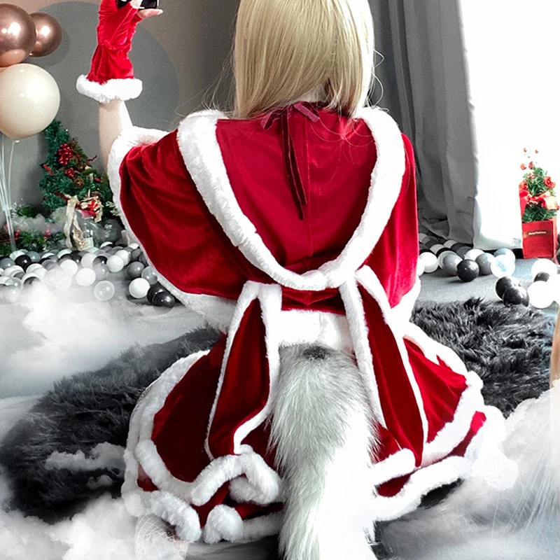 AniLV Christmas Female Santa Claus Series Costume Xmas Party Snow Elk Girl Red Dress Cloak Rope Unifrom Sexy pigiama Cosplay