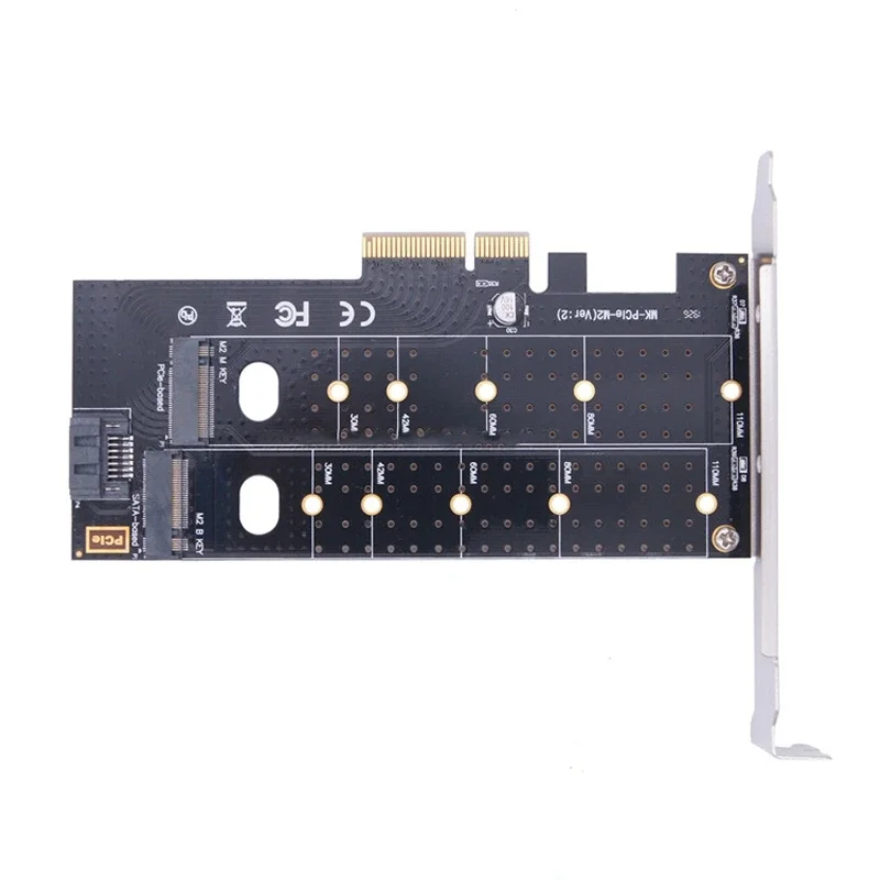 بطاقة محول M.2 NVMe SSD NGFF إلى PCIE X4 بطاقة واجهة مزدوجة بمفتاح M Key Plus B