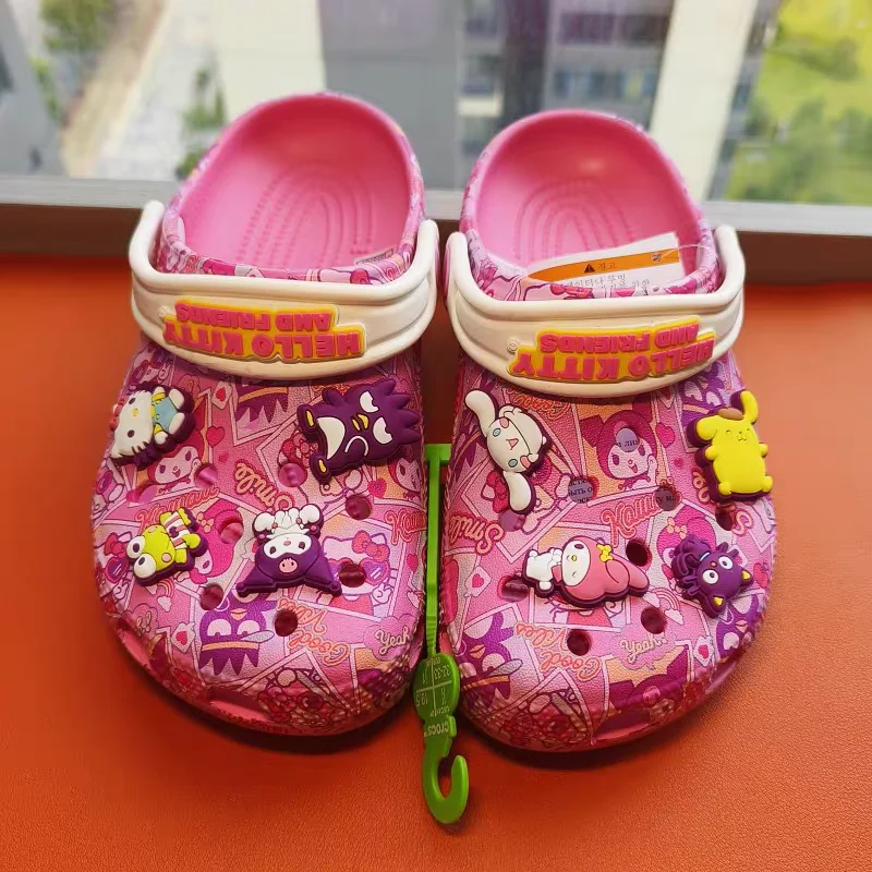 Hello Kitty Slipper Sanrio Anime Summer Children Cute Slippers Cartoon Non Slip Soft Soled Outdoor Beach Sandals Home Flat Shoes