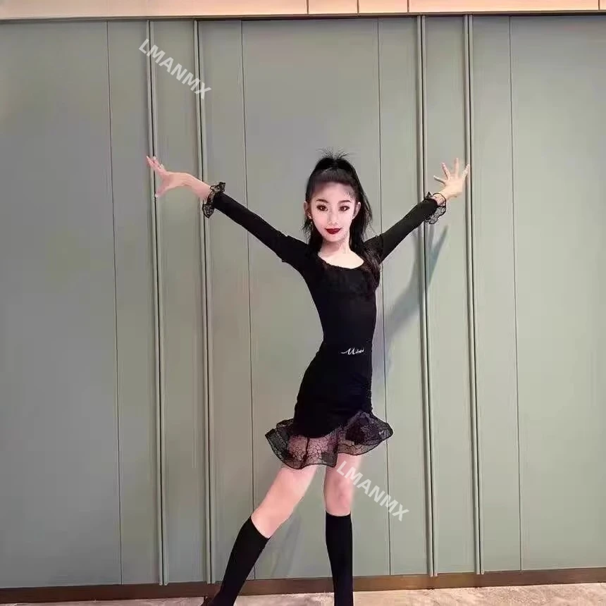 Latin dance dress for girls, professional regulations, competition dress, new autumn and winter children's practice dress