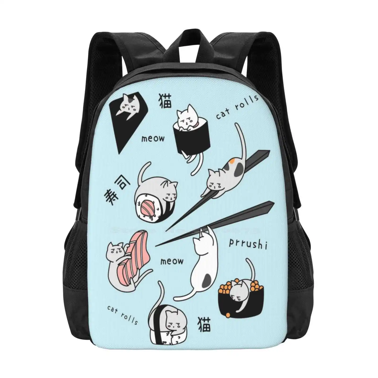 

Prrushi Fashion Pattern Design Travel Laptop School Backpack Bag Sushi Cats Unicorn Cute Kawaii Japanese Kitty Pussycat Salmon