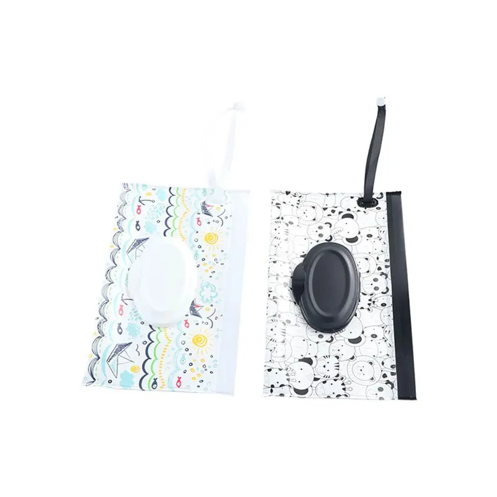 Reusable EVA Snap-Strap Cartoon Baby Stroller Accessory Refillable Wipes Holder Case Wet Wipe Pouch Wet Wipe Bag Tissue Box