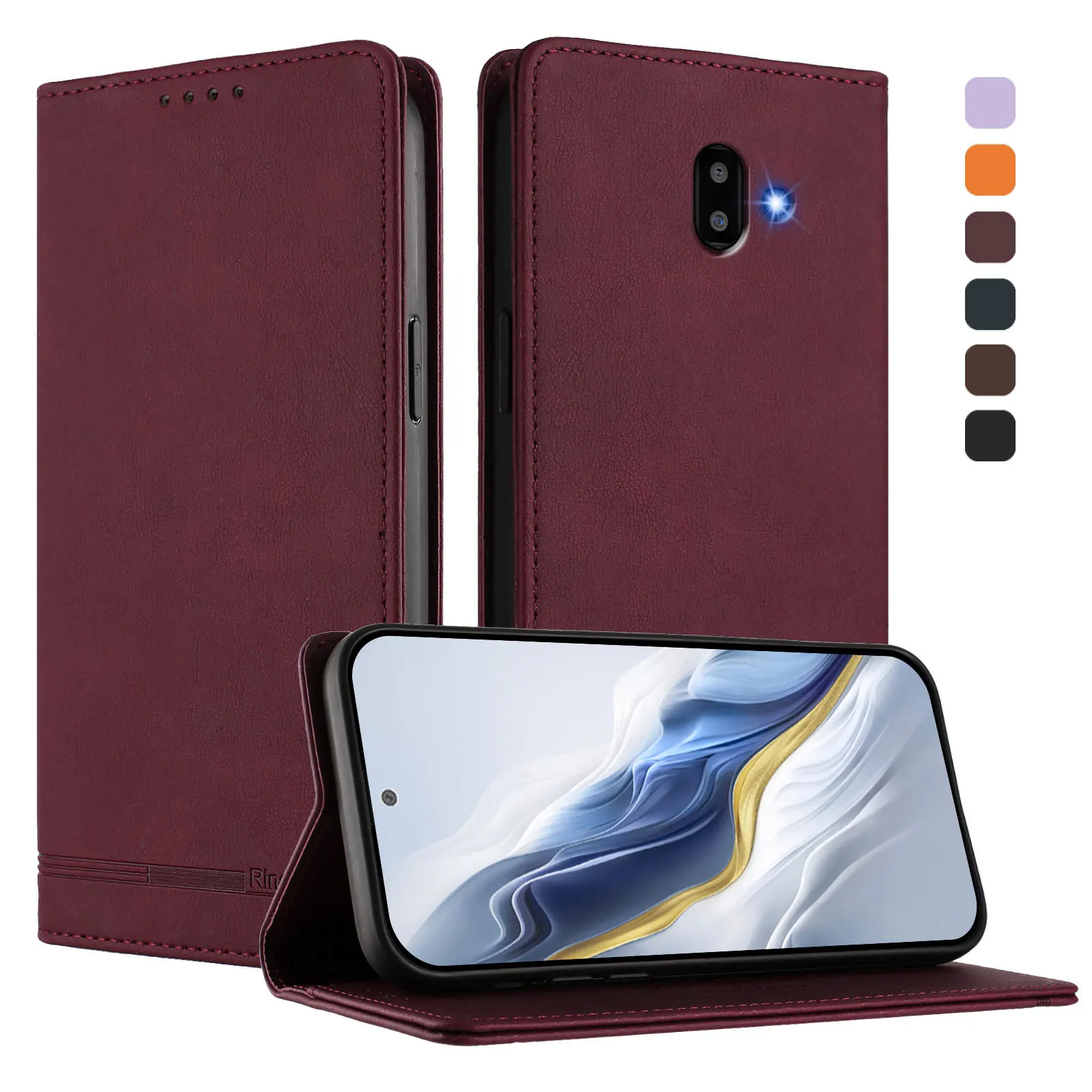 Luxury Magnetic Case For Samsung Galaxy J7 J7 Pro J6 J6 Plus J4 J4 Plus J3 J3 Pro Anti-Theft Leather Cover Card Holder view 6