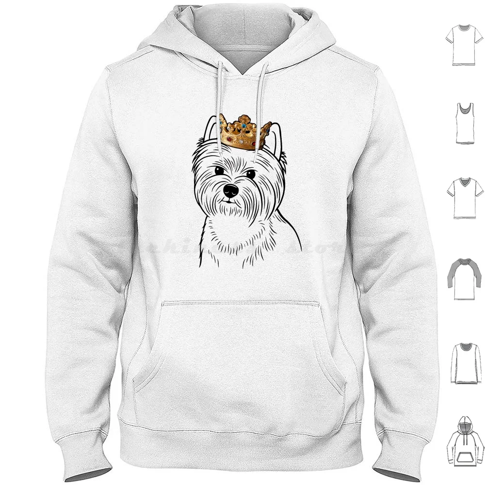 West Highland White Terrier Dog Wearing Crown Hoodie Cotton Long Sleeve Miller Sye West Highland White Terrier West Highland