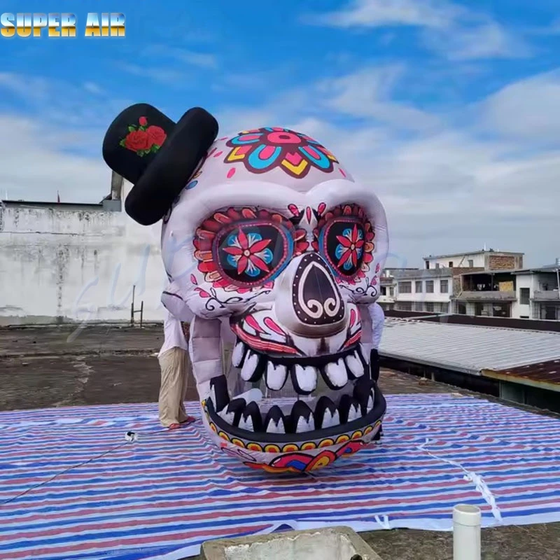 

Custom design giant dreadful skull model inflatable skull with led lighting for party decoration