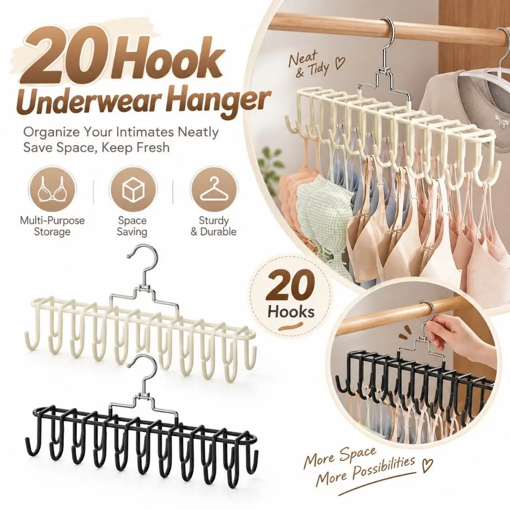 New 20 Hook Underwear Hanger Multiple Hanging Underwear Vest Storage Artifact Portable Multifunctional Bag Storage Rack