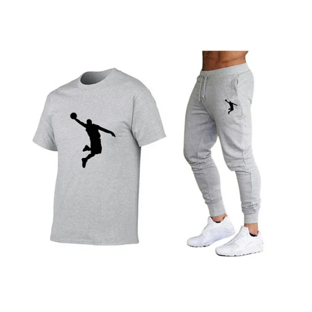 2024 Men Hot-Selling Summer T-Shirt Pants Set Casual Brand Fitness Jogger Pants T Shirts Hip hop Fashicon Men\'sTracksuit