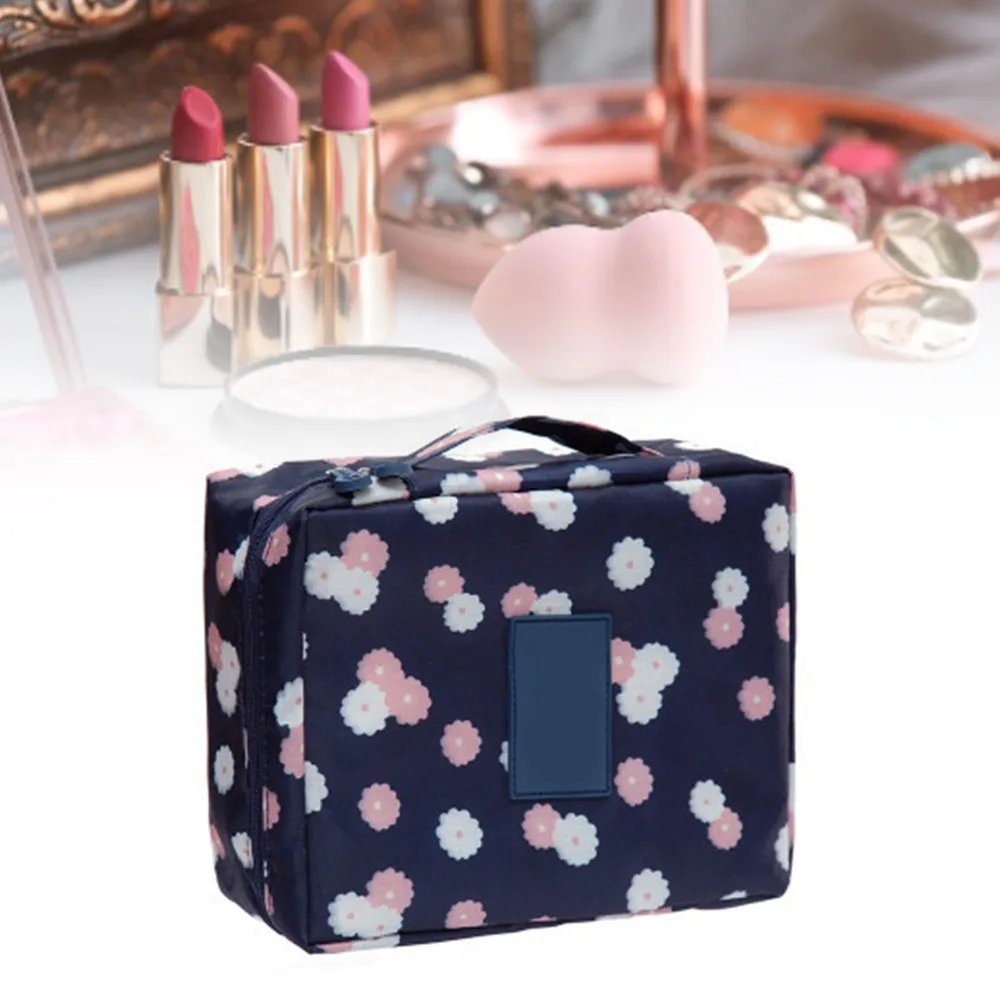 Waterproof Tetragonum Makeup Bag Sturdy Handle With Zipper Closure Large Capacity Cosmetic Bag Toiletry Bag Bathroom Organizer