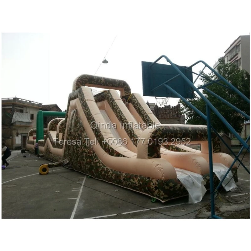 หลักสูตรอุปสรรคทําให้พองยาว 26 เมตรเชิงพาณิชย์ Bouncy Jumping House สนามเด็กเล่นทําให้พองสําหรับผู้ใหญ่และเด็ก