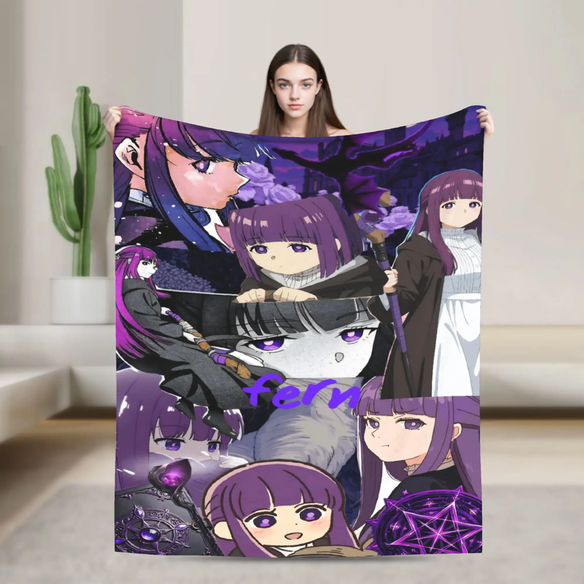 Frieren Anime Plush Blankets Fern Awesome Throw Blanket for Home 125*100cm Plush Thin Quilt