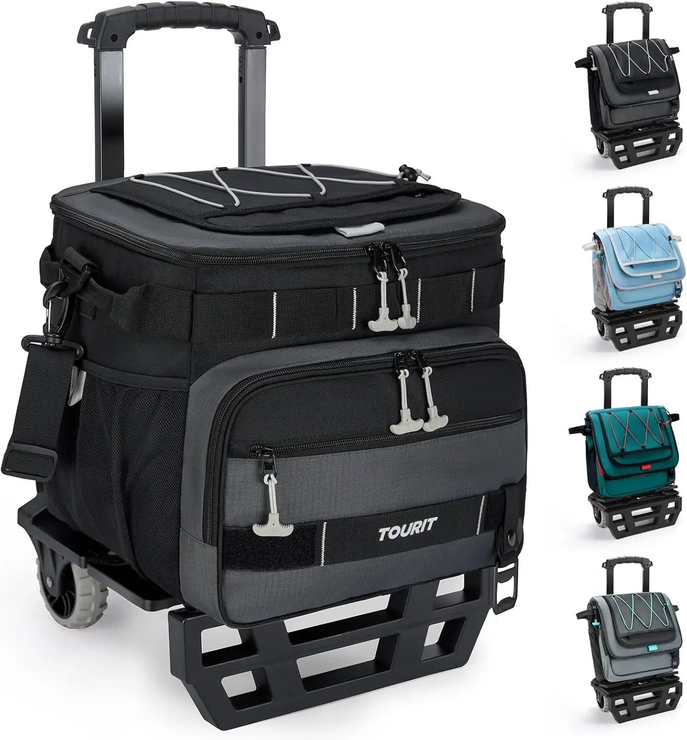 

Collapsible 48-Can Leak-Proof Insulated Rolling Cooler with All-Terrain Cart, Upgraded Fixtures and New Wheels Suitable for Beac