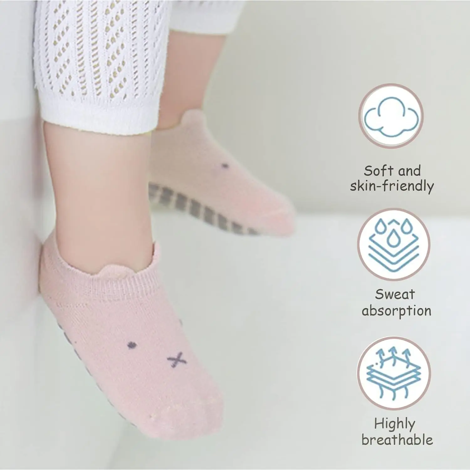 5/3 Pairs Baby Anti-Slip Ankle Socks Cute Cartoon Grips Socks for Infants Toddler Boys Girls Socks