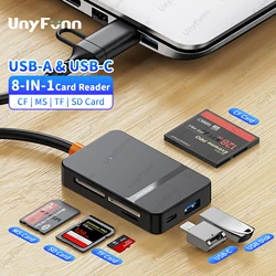 Memory Card Reader 8in1 USB Hub Type C to Micro SD TF MS CF Card Reader Camera Adapter for iPhone1516 iPad Mac PC Laptop Android
