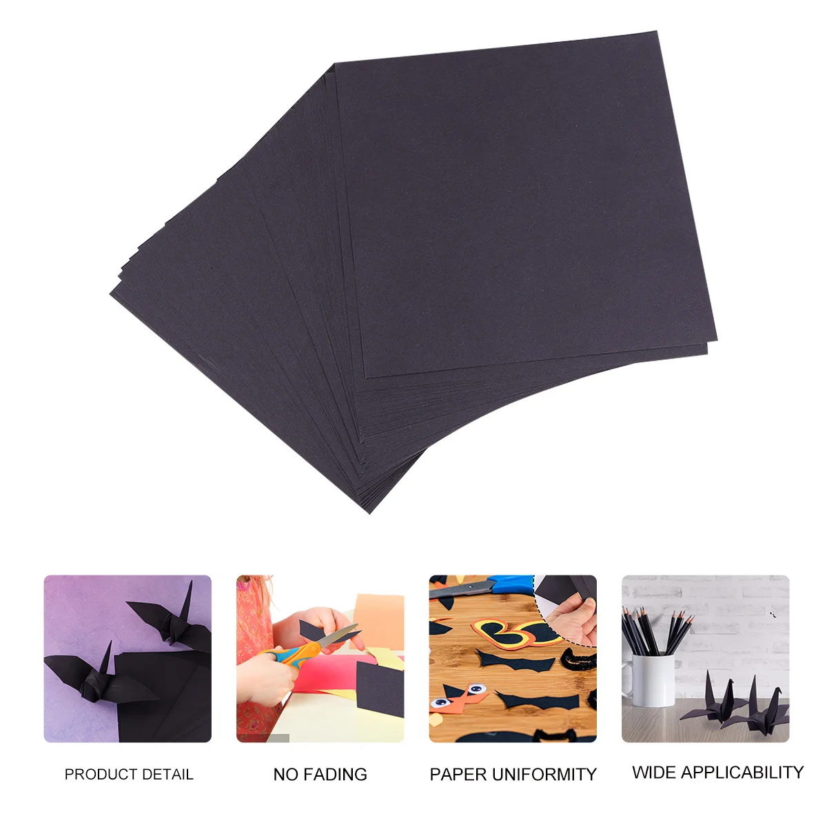 

100Pcs Black Folding Origami Paper Square for Handcraft DIY Paper Crane Art Projects Craft Decoration Sheets Hand Craft Sheets