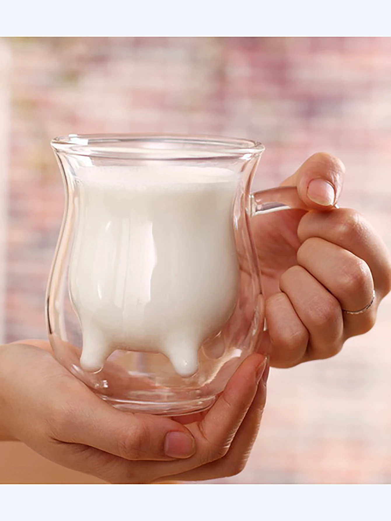 Creative Cow Double Layer Glass Creamer Cup 250ml Lovely Milk Jug Juice Tea Coffee Cup Clear Glass Mug Milk Frother Pitcher