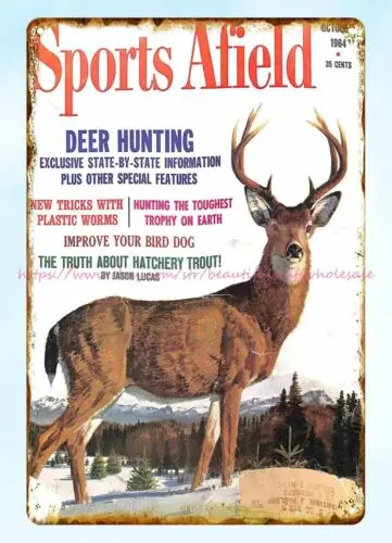 1964 Sports Afield deer hunting metal tin sign bedroom accessories ideas