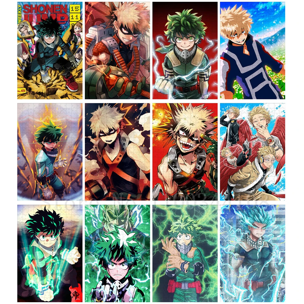 

My Hero Academy Anime Jigsaw Puzzles Animation Character Midoriya Izuku Bakugou Katsuki Wooden Puzzles for Adults