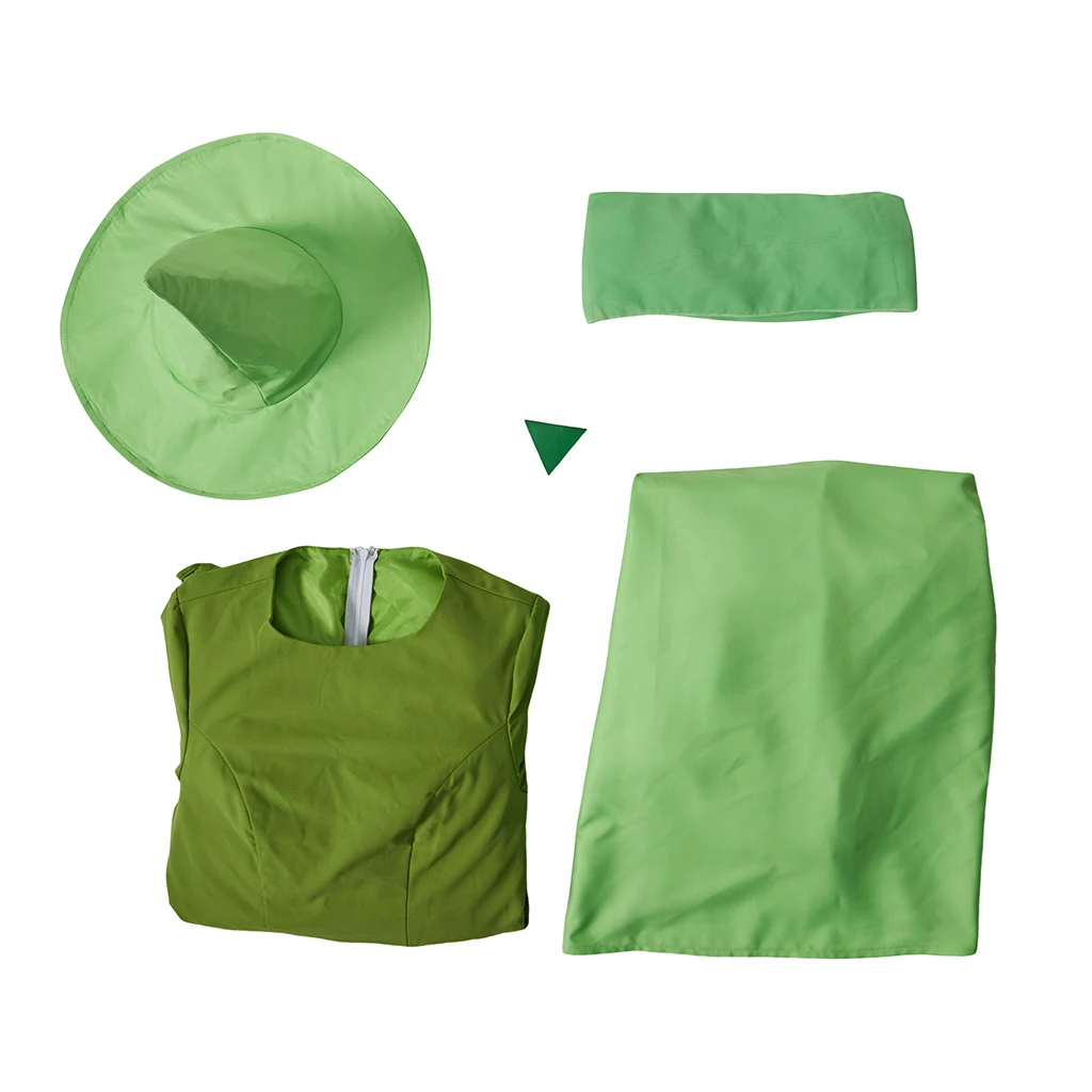 

Fairy Fauna Cosplay Costume Aunt Fauna Green Dress With Cape Hat Women Princess Fancy Party Ball Gown