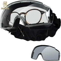 ONETIGRIS Tactical Goggles Over Glasses, Anti Fog Tactical Eyeglasses, Safety OTG Goggles Protection with Interchangeable Len