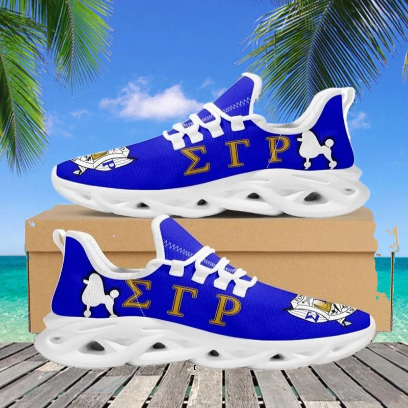 Shoes for Women Sorority College Student Girls Running Flats Sigma Gamma Rho Print Summer Air Mesh Wear-resistant Platform Shoes