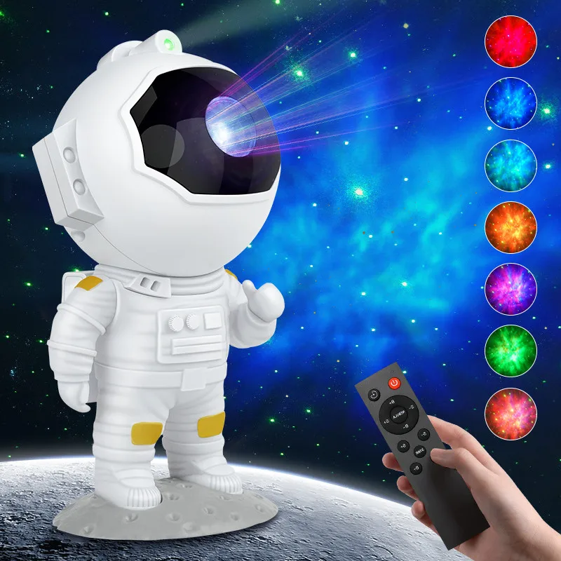 Nueva lámpara de proyector estrellado de galaxia de astronauta, luz LED nocturna, lámpara de noche de cielo estrellado para dormitorio, decoración del hogar, regalo de cumpleaños para niños