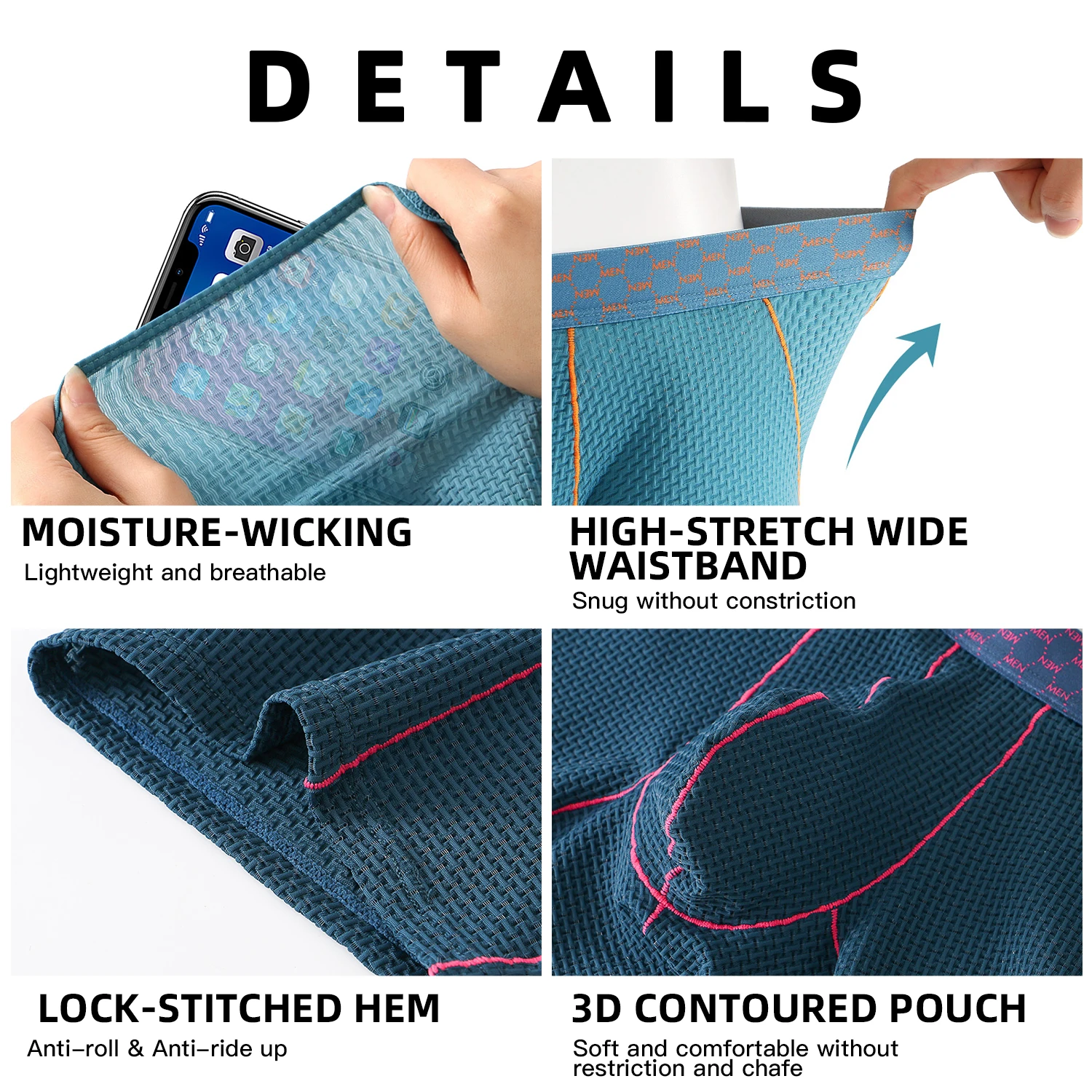 Calzoncillos tipo bóxer de seda helada de punto de gofre para hombre, bañadores de entrenamiento y gimnasio antirozaduras, ropa interior transpirable y de secado rápido