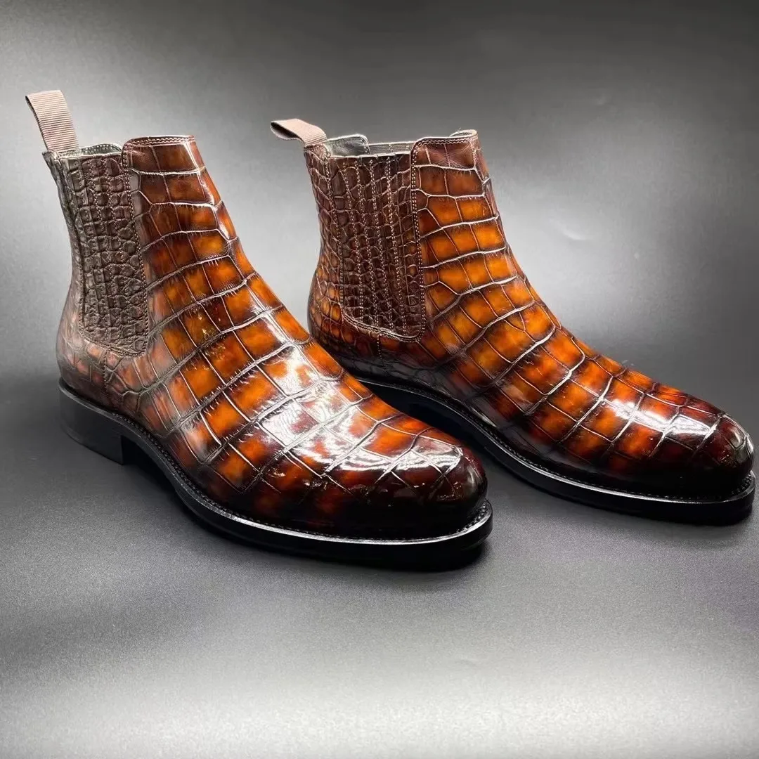 yingshang new male crocodile boots men shoes Rub color brown wedding shoes winter