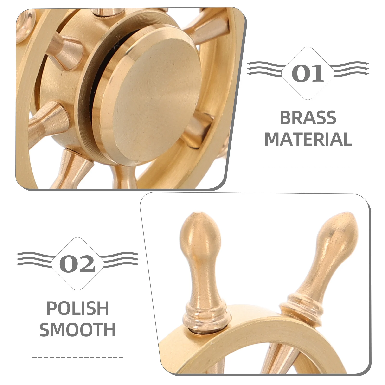 1 قطعة سفينة نحاسية قابلة للتدوير عجلة القيادة زخرفة مكتب السفينة عجلة الديكور ثقالة الورق البحرية الحرفية ديكور مكتب المنزل #3
