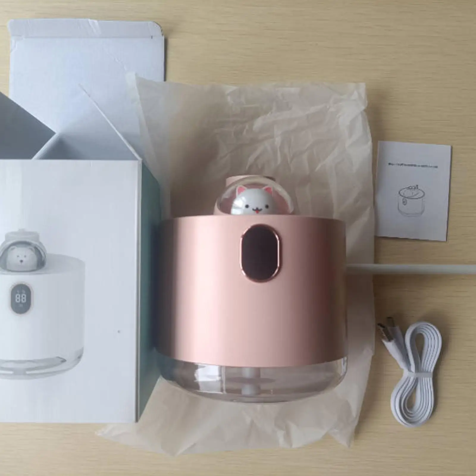 Cute Desktop Air Humidifier 500ml Aroma Diffuser Dual Spray Portable Mini Mist Purifier for Home Office