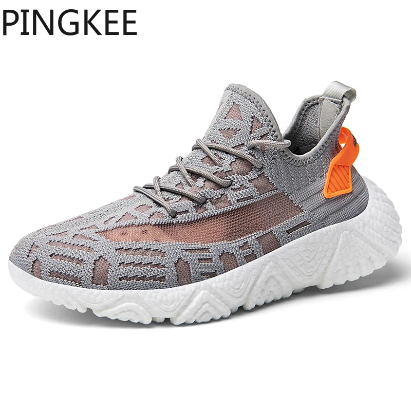 

PINGKEE Lace Up Men's Breathable White Casual Running Sneakers Light Fitness Trailing Running Shoes Men Women Shoe Sneaker