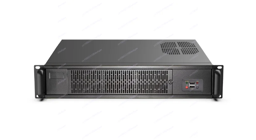 2U chassis 350MM industrial control server ATX main board FLEX power supply, dual hard disk position, standard 2 fans, black