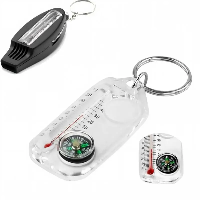 Leichter 3-in-1 Kompass-Schlüsselanhänger mit Mini-Thermometer und Lupe für Kinder-Outdoor-Aktivitäten und Camping – Detail 13