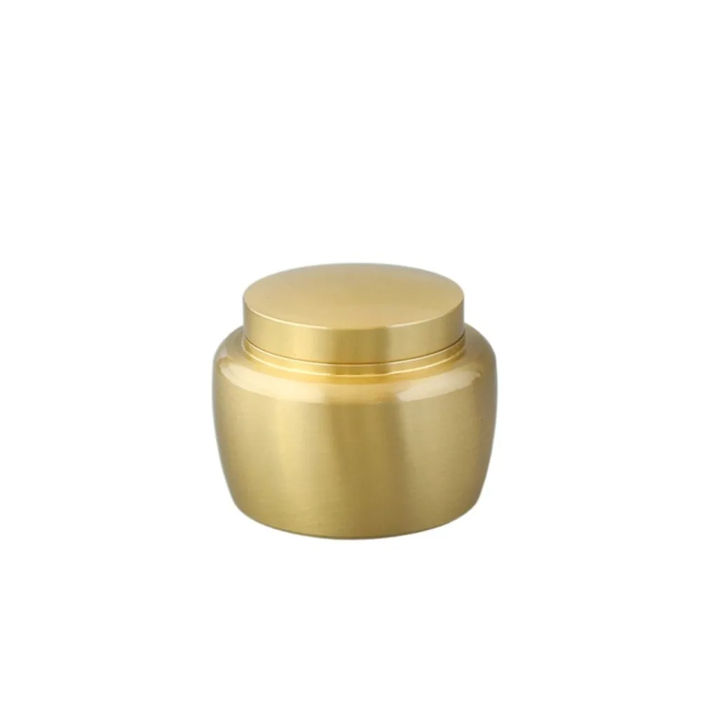 

Brass Human Ash Urn Portable Gold Tea Canister Well Sealed Mini Pet Ashes Keepsake Urn Bone ash or tea coffee bean storage
