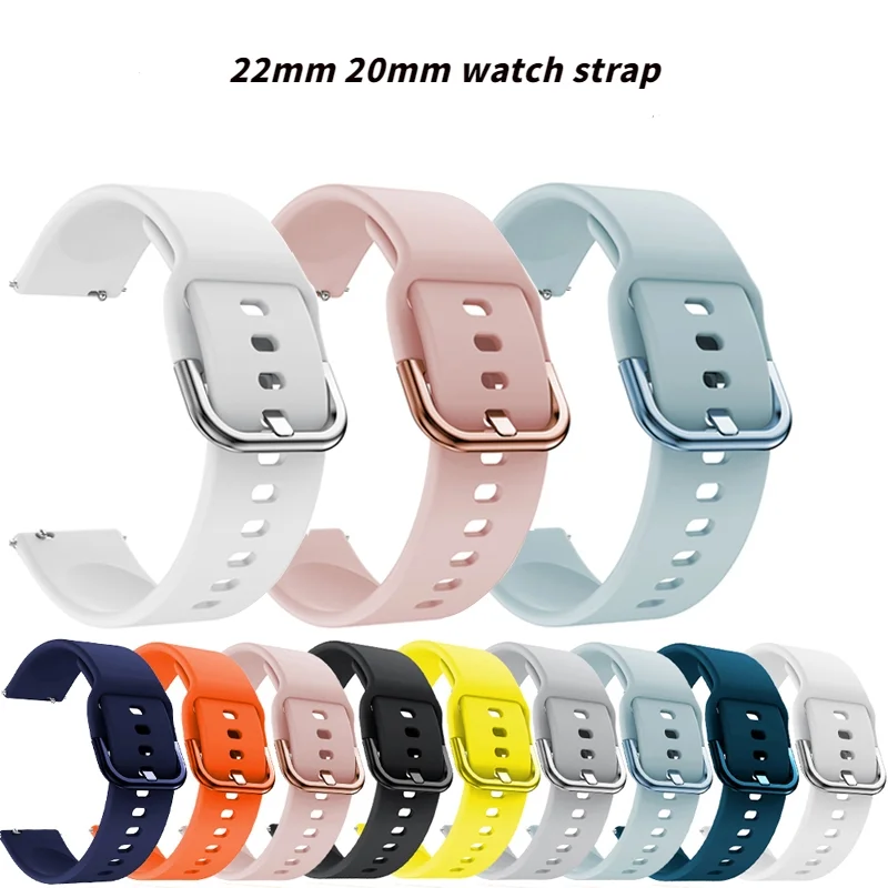 22mm 20mm Soft silicone strap for Samsung Galaxy watch 3/4 Active 2 Huawei watch GT2 Fashion strap accessories for Amazfit GTR