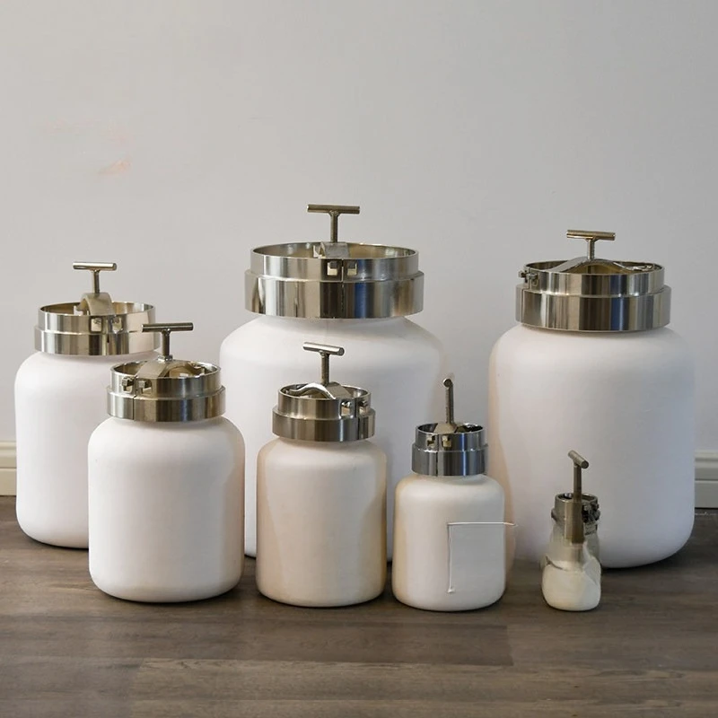 Alumina Ball Mill Jar, 99 Corundum Ball Mill Jar, 0.5-12 Liters with Clamp, Grinding Jar, Alumina Ceramic Ball Mill Pot