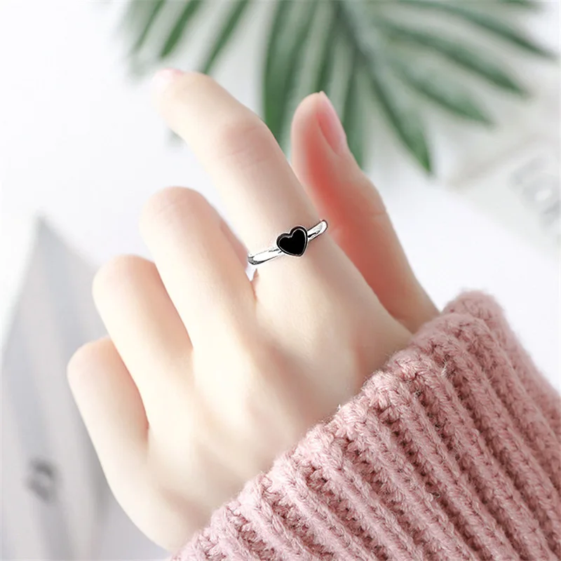 BF CLUB-Bague Minimaliste en Argent avec Cœur Creux pour Femme, Bijoux à la Mode, Cadeau Mignon de la Journée des Léons, Mariage