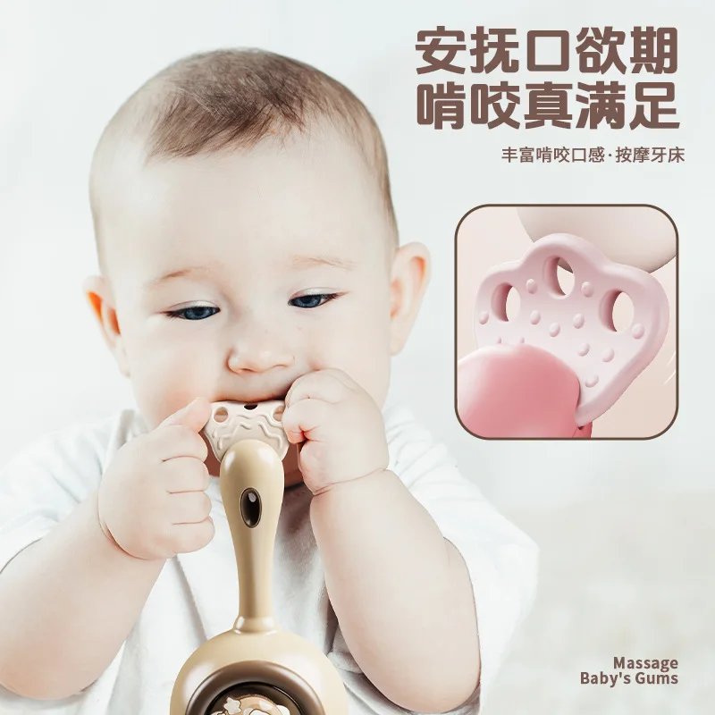 Brinquedo de percussão infantil, tambor de agitação de mão, sino montessori, instrumento musical de aprendizagem para bebês