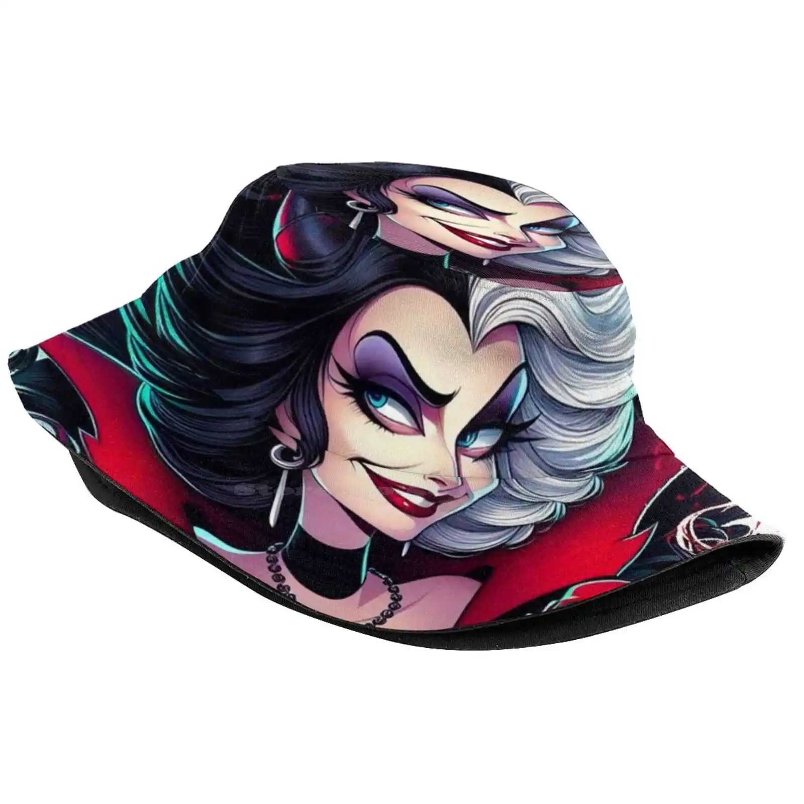 Cruella De Vil Sun Cap Fisherman Hat Bucket Hats Cruella Villain Tattoo Cartoon