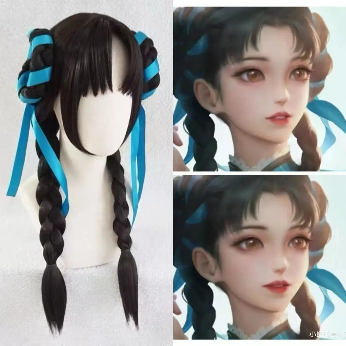 

One pair of double Fried Dough Twists braids, straight hair, king's glory game, Xishi Shiyu, Jiangnan role-playing wig