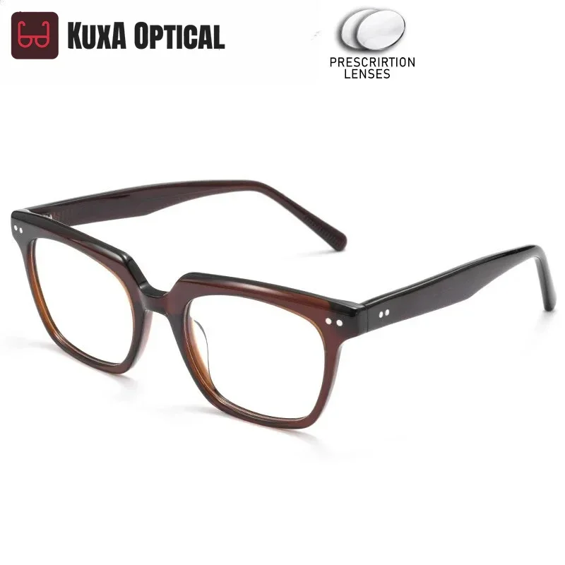 

KUXA Fashiono Square Acetate Eyewear Prescription Glasses Myopia Hyperopia Eyeglasses Progressive Recipe Lenses Reading Optical