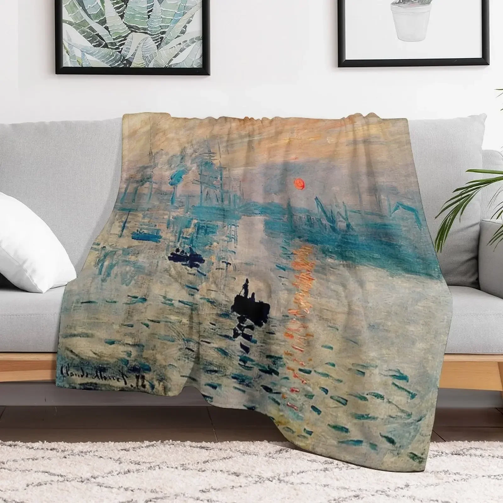 Impression Sunrise' | 'Impression Soleil Levant' de Claude Monet Throw Blanket Decorative Sofa Camping Thermal Blankets