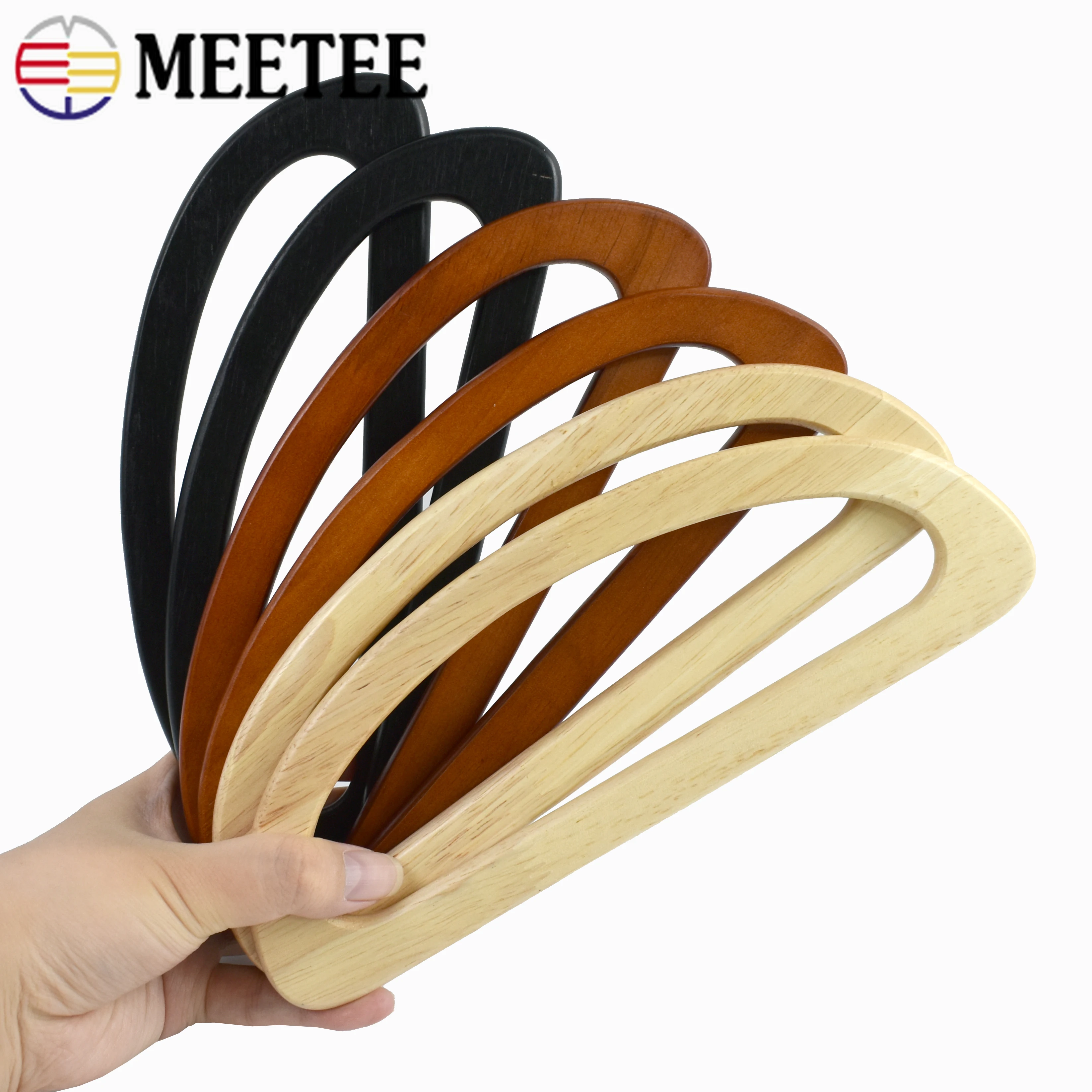 

2/4Pcs 24*9cm D-ring Solid Wood Bags Handle Purse Frame Wooden Handles Decoration Buckles DIY Woven Bag Accessories for HandBags