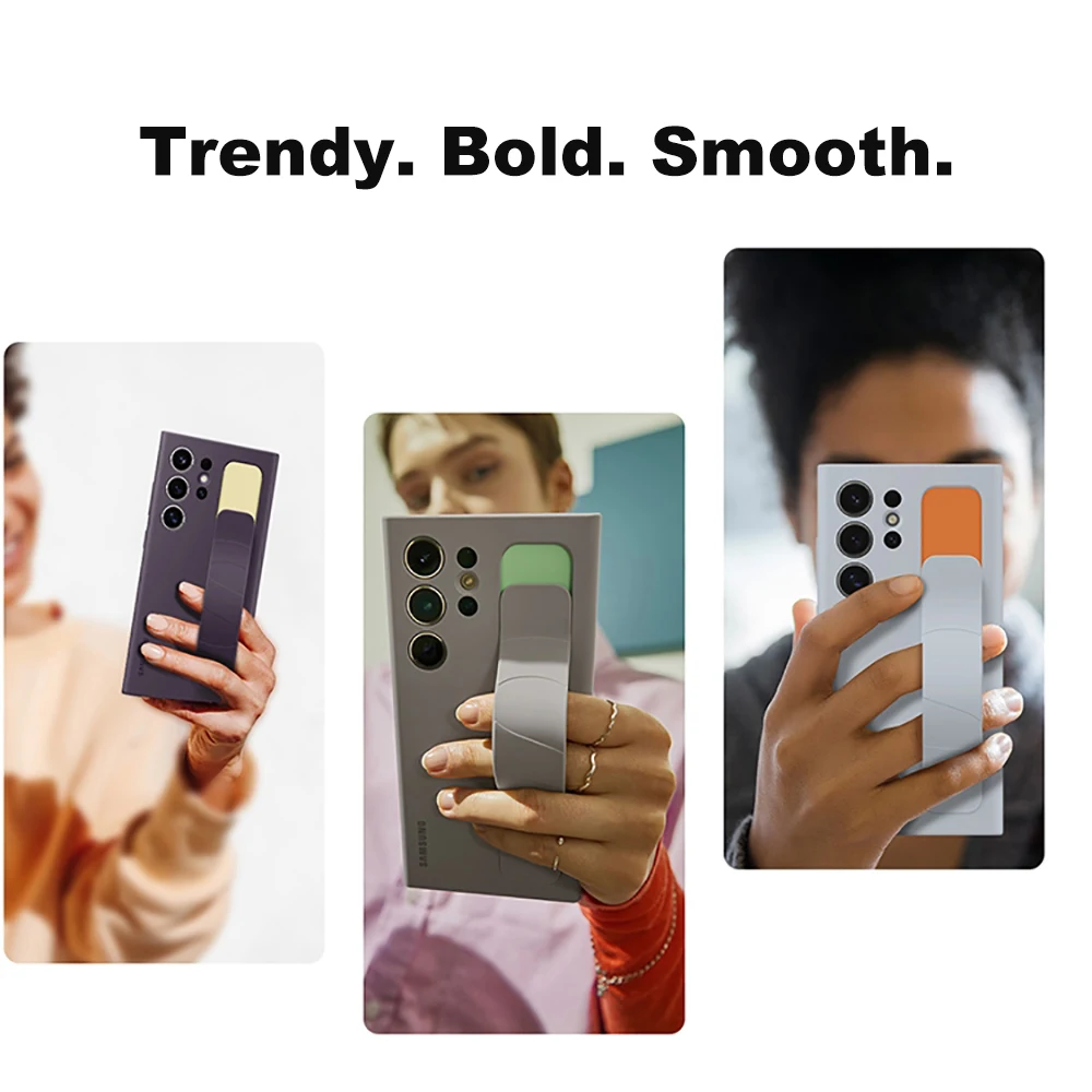 Original Standing Grip Case For Samsung Galaxy S24 Ultra S24Ultra Soft Touch Shockproof Phone Case Cover EF-GS928CUEGUS