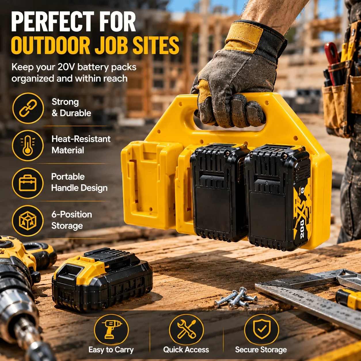 New Battery Storage Rack Suitable for Dewalt 18V/20V Batteries, Can Store 6 Batteries Simultaneously