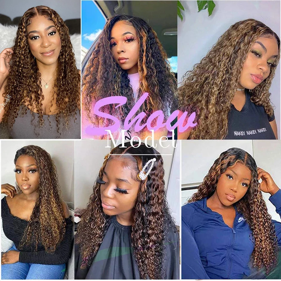 Perruque Lace Frontal Wig Deep Wave naturelle – TRACY HAIR, cheveux bouclés, couleur blond miel HD, à reflets