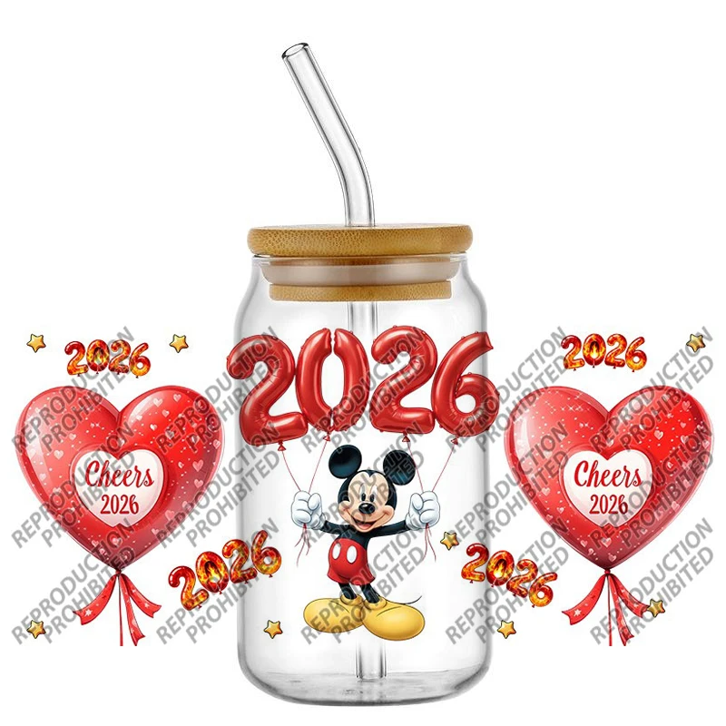 Happy New Year 16oz Libbey UV DTF Cup Wrap Transfer Custom Label DIY Logo Self adhesive Mug Decal Sticker