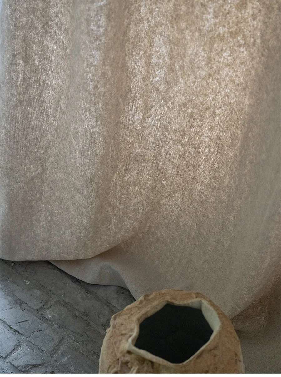 Natural Linen Curtains 400GSM for Living Room, 75% Blackout Heavy Duty Farmhouse Drapes, Raw Hemp Woven Textured Privacy Curtain